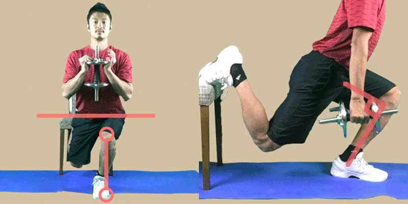 ブルガリアンスクワットの注意点は、骨盤の左右傾きと膝の角度